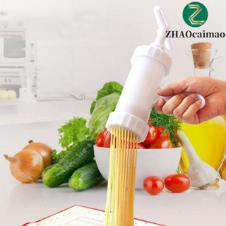Máy ép mì ZHAOCAIMAO, Máy làm mì ống thủ công bằng nhựa, Màu trắng gia dụng với 7 khuôn in khác nhau Dụng cụ Spaghetti Nhà hàng