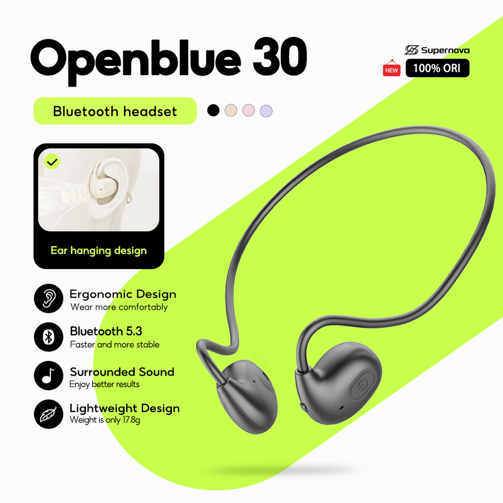 Tai nghe Bluetooth Supernova OpenBlue 30 nhẹ và nhỏ gọn mới được yêu thích dành cho thể thao với chất lượng âm thanh nâng cấp
