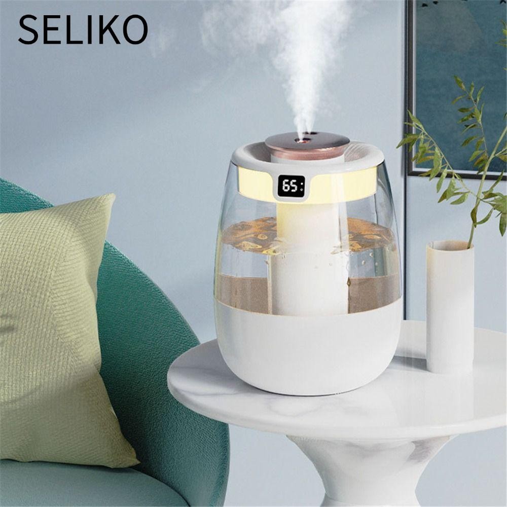 Máy tạo độ ẩm không khí để bàn SELIKO, Cổng phun sương đôi lớn Máy tạo độ ẩm Mini USB, Hoạt động yên tĩnh Dung tích 1,3L Máy lọc hương thơm phun sương mát Phòng ngủ gia đình Sử dụng văn phòng