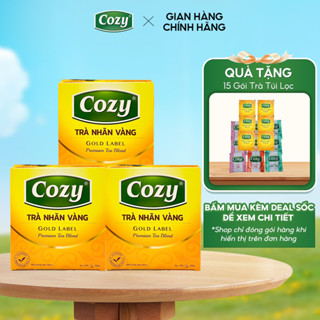 COMBO 3 Trà Đen Nhãn Vàng Cozy Túi Lọc Rời (3 hộp x 100 túi) Hương Vị Đậm Đà Và Thanh Lọc Cơ Thể