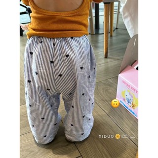 Quần Áo Trẻ Em Trung Nhỏ Trẻ Em Quần Sọc Mỏng Bé Trai Bé Gái 25 Mùa Hè Thoải Mái Tình Yêu Màu Sắc Tương Phản Rời Quần Muỗi Thường Ngày