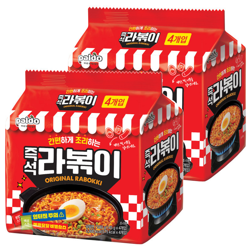 【K-Food】Paldo Rabokki Noodles – Spicy Korean Tteokbokki Style 145g (Pack of 8)