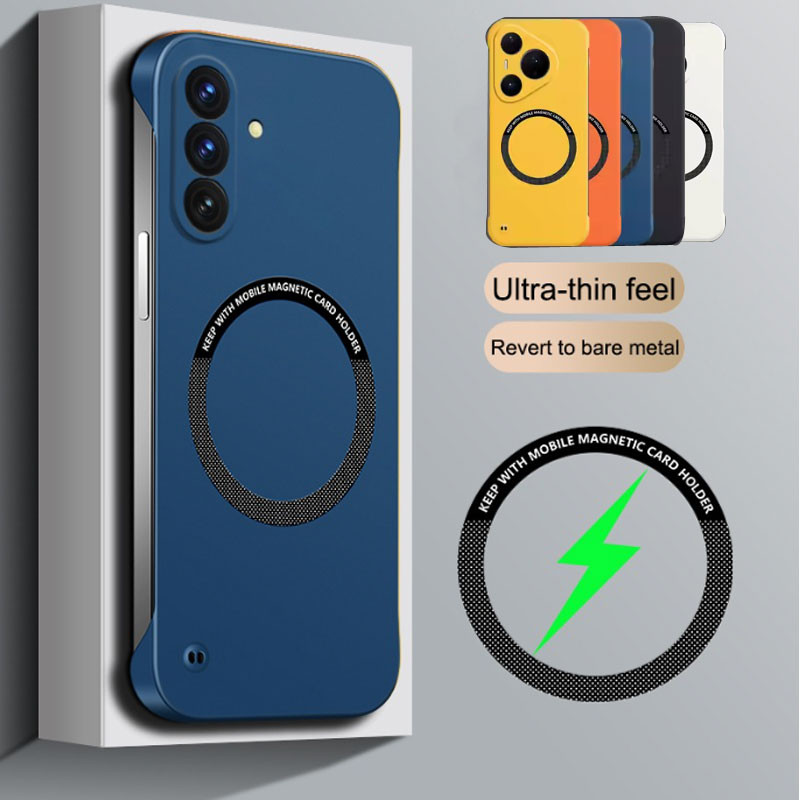 Ốp điện thoại mỏng từ tính không khung A56 Samsung Galaxy A56 A 56 Sạc không dây chống sốc PC cứng m