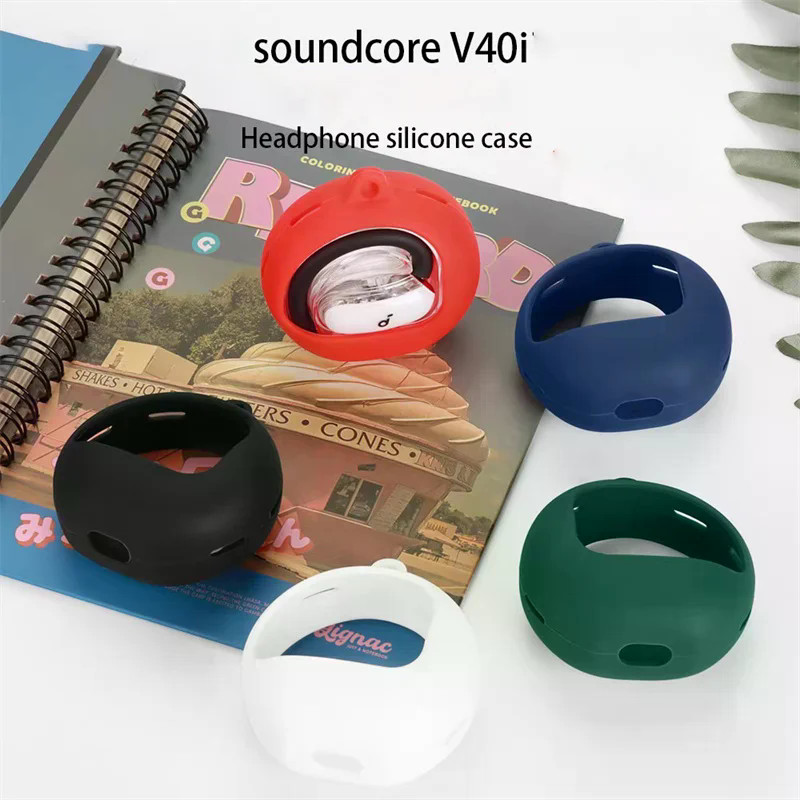 Dành Cho Soundcore V40i Ốp Lưng Silicon Màu Trơn Chống Sốc Tai Nghe Phụ Kiện Bảo Vệ Cho Soundcore V4