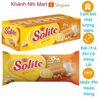    GÍA SỈ   Bánh bông lan cuộn kem Solite hộp 20 cái 324g Vị lá dứa,vị dâu,vị bơ sữa,vị socola-Khánh Nhi Mart 