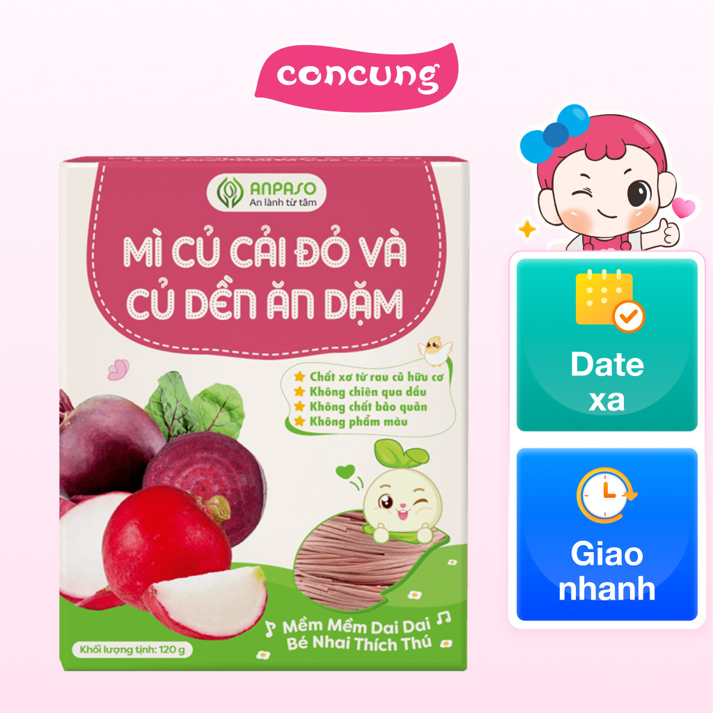 Mì Củ Cải Đỏ & Củ Dền Ăn Dặm Organic Anpaso 120g