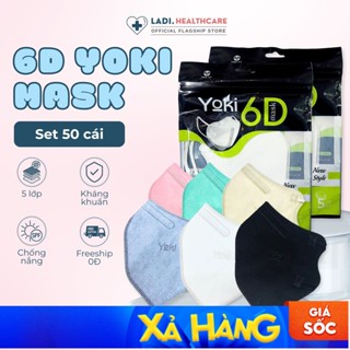 [SET 50Cái] Khẩu trang 6D YOKI Mask, Khẩu trang y tế 2.5PM kháng khuẩn 5 Lớp Dày chính hãng công ty