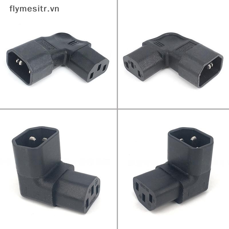 FF 3pin Nam Sang Nữ Mở Rộng 90 Độ Xuống Góc AC Chuyển Đổi IEC 320 C14 Sang C13 Góc Trái Phải AC Adap