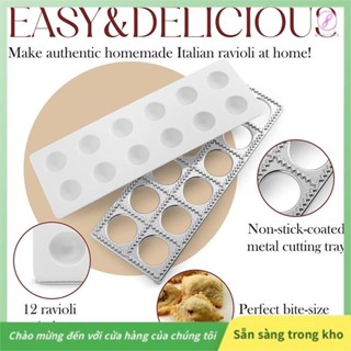 [Gaozuo523.vn] Ravioli Maker Press Mold Potsticker Meat Dumpling Maker, Ravioli Stamp Pasta Making Kit Dụng cụ làm bánh mì ống