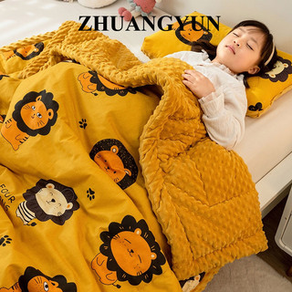 Chăn Bông Dày Hai Mặt In Hình Sư Tử Hoạt Hình Dễ Thương Giữ Ấm Mùa Đông Cho Bé