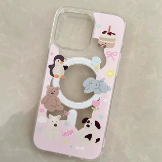 Ốp điện thoại gia đình hoạt hình đáng yêu màu hồng cho Iphone 16promax Xs XR XSMAX 11pro Max 16pro 12 13 14 15 Pro Max Ốp lưng mềm 14promax 15plus