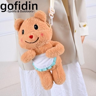 Túi đeo chéo gấu bơ GOFIDIN, Túi đeo chéo gấu bơ dung tích lớn có thể tháo rời, Dây đeo mềm mại vui nhộn có thể điều chỉnh màu trơn Túi xách dễ thương