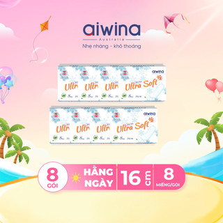 Combo 8 Băng vệ sinh Aiwina siêu mềm hằng ngày 16cm gói 8 miếng