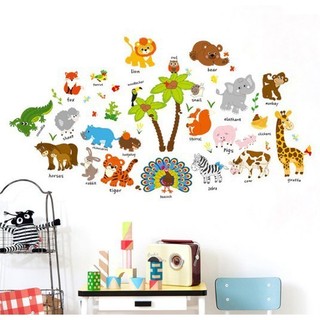 Decal dán tường vườn thú tiếng Anh
