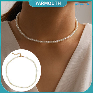 Yyr-womenfaux Ngọc Trai Hợp Kim Trắng Tròn Ngắn Vòng Cổ Choker Cho Đảng