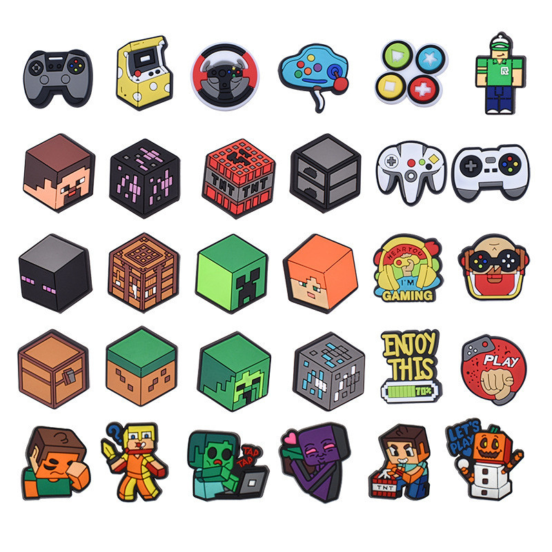 Trò Chơi Minecraft PVC Mềm Cao Su Thả Nhựa Có Thể Tháo Rời Trang Trí Khóa Cá crocs Lỗ Giày Giày Hoa 