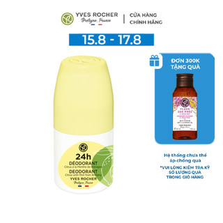 Lăn khử mùi ngăn mùi suốt 24h hương chanh và bạc hà yves rocher 24h deodorant citrus with mint 50ml