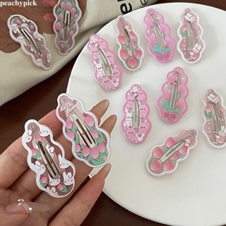 🍑peach🍑 Hàn Quốc dễ thương thỏ hồng hoa kẹp tóc nữ in hoạt hình quà tặng sinh viên