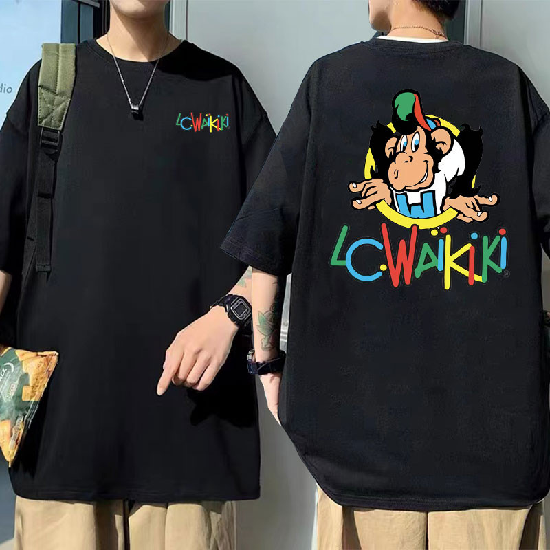 2024 waffle Cho Bạn Bè Ngộ nghĩnh Khỉ Đồ Họa Áo nam Nữ Thương Hiệu Áo nam Thời Trang Áo Thun Lc Waik