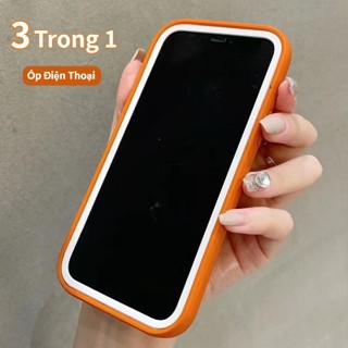 【3 Trong 1】Ốp Điện Thoại TPU Silicon Mềm Chống Sốc Màu Trơn Cho iPhone Air 17 Pro Max 16 15 14 13 12 11 Pro Max 14 15 16 Plus X XR XS Max 6 6s 7 8 Plus SE2