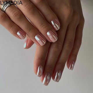 LYMEDIA Móng tay giả, Móng tay giả mắt mèo màu hồng vuông dài, Thời trang Pháp Full Cover White Edge Nail Mẹo DIY