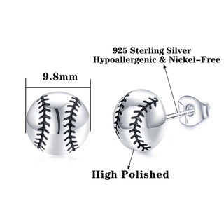 2 chiếc Bông tai bạc Sterling Bông tai bóng rổ Bông tai thể thao Bóng đá đồng đinh tán bóng chuyền bông tai bóng chày