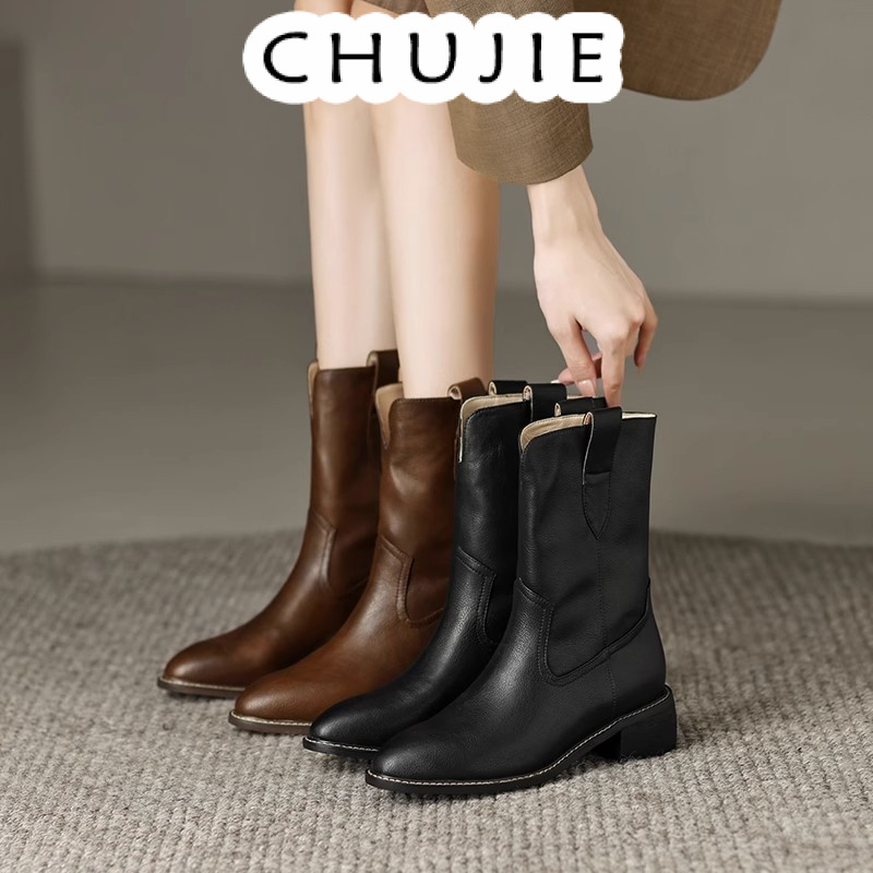 CHUJIE giày nữ boot cao cổ nữ bốt cao cổ Thể thao và thời trang Bền Chống trơn trượt Thể thao FMT23A0WWK 36Z240904