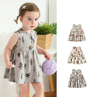 Đầm Bé Gái Mùa Hè Cho Bé Lớp A Tre Áo Vest Cotton ins Hoa Phong Cách Bắc Âu