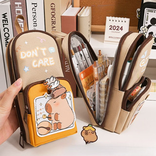 Túi đi học và hộp đựng bút Kapibala, sức chứa lớn 6 lớp, ngoại hình đẹp, chống thấm nước, họa tiết capybara hoạt hình dễ thương, kích thước: 220*100*70mm