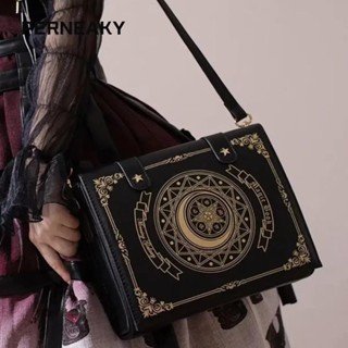 Ba lô Harajuku, Túi đeo vai vuông màu đen cổ điển Y2K, Túi Tote Messenger Hàn Quốc phong cách Gothic PU