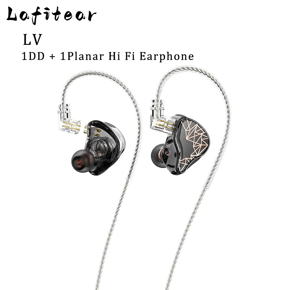 Lafitear LV 1 Planar + 1DD Dynamic Driver Tai nghe HiFi trong tai IEM Earbud Cáp đồng pha lê đơn có 