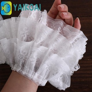Glenes Voan Edge Ren, Vải Voan Lưới Xếp Ly Mềm DIY, Đồ May Vá Trắng Đen Tinh Tế Ba Lớp 3D Thêu Cổ Ruy Băng Nhà