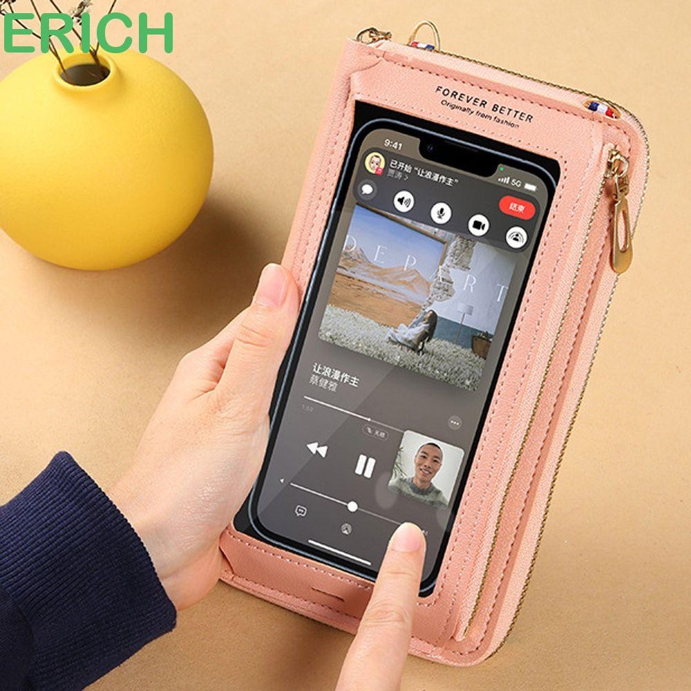 Erich Túi Điện Thoại Di Động Thời Trang Sang Trọng Đơn Giản Nhỏ Túi Vuông Màn Hình Cảm Ứng Dung Tích Lớn Túi Đeo Ngang Túi Đeo Vai Đơn Đựng Thẻ