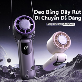 Quạt Mini Cầm Tay Sò Lạnh, Quạt Mini Cầm Tay Tích Điện - Pin Trâu, Gió Mạnh Hơn, Gấp Gọn Đeo Cổ