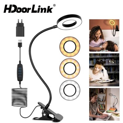 Đèn đọc sách LED USB HdoorLink 48 đèn LED Đèn bàn Clip 360° Đèn kẹp sách 3 màu có thể điều chỉnh linh hoạt
