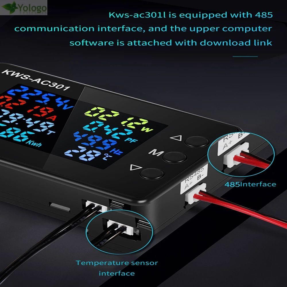 Đồng hồ đo điện áp kỹ thuật số thực tế YOLOGO KWS-AC301 AC 50-300V 0-100A Đồng hồ đo năng lượng