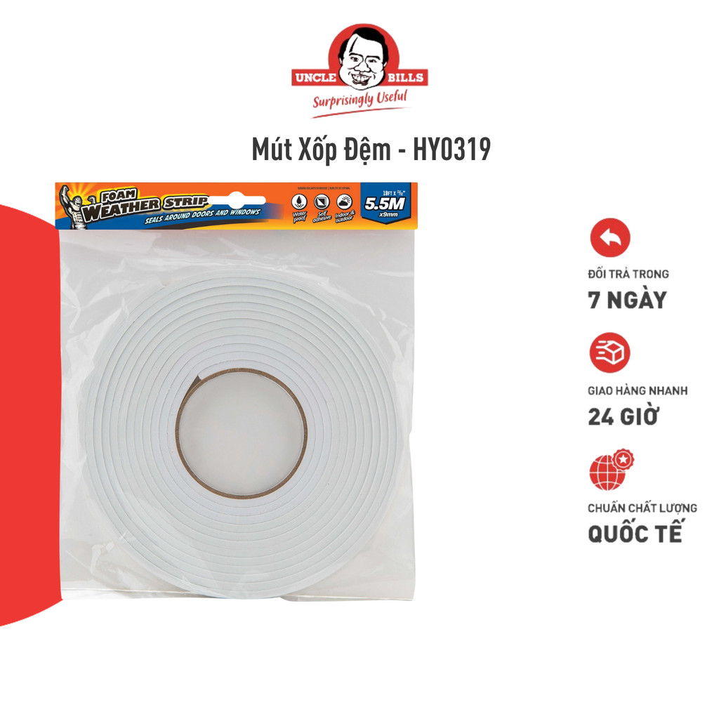 Mút Xốp Đệm Dán Khe Cửa 5.5m UNCLE BILLS HY0319