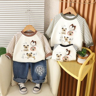  Set Áo Thun Tay Dài Sọc Sweeter Gấu Quần Dài Jean Cho Bé Trai 1-5 Tuổi MINTSCLOSET Quảng Châu TD4418 