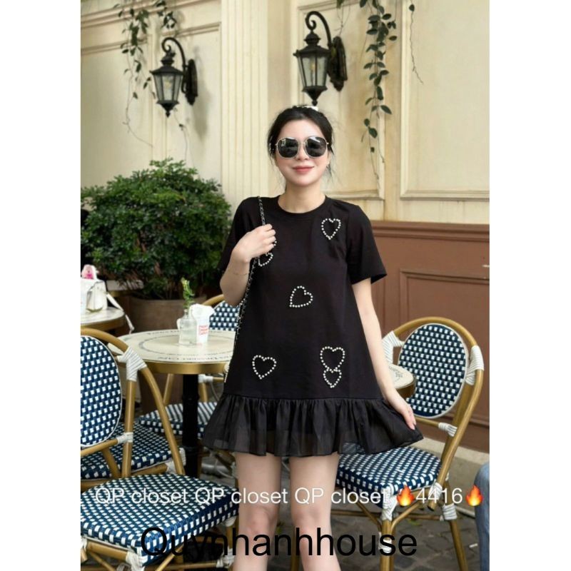 <Đầm bầu Quynhanhhouse> Áo váy tim 4416 Chất cottong siu mát nạ Size sm