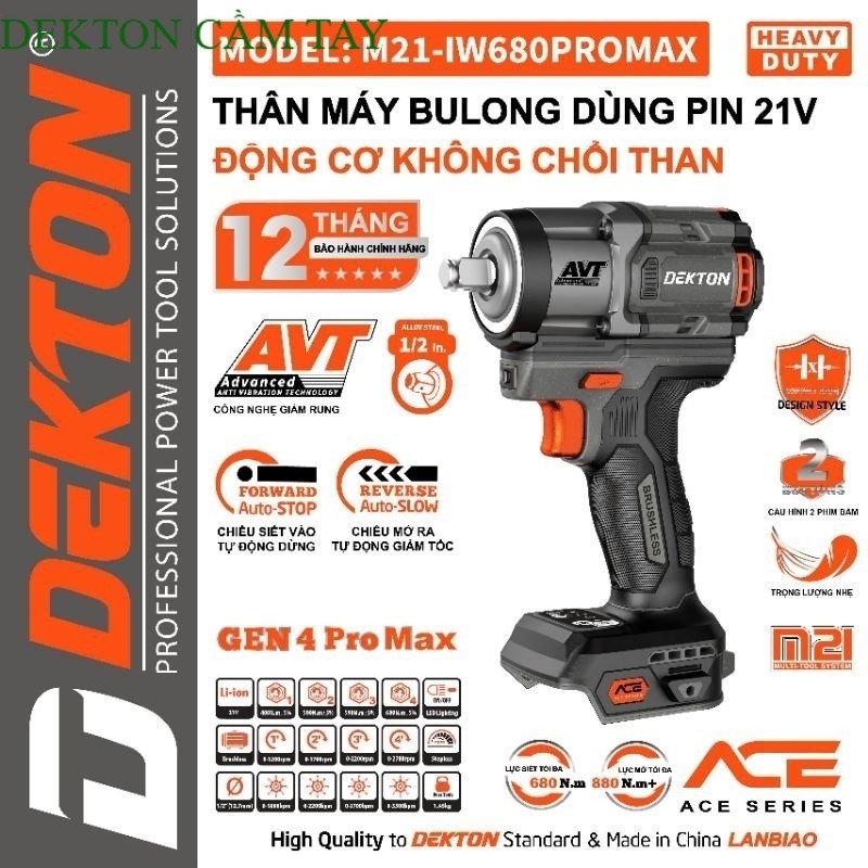 Bulon Dekton M21-IW680PROMAX , thế hệ mới , siêu bền DEKTON CẦM TAY