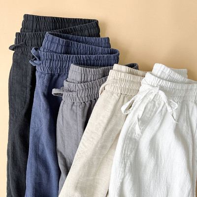 Quần Nam Cotton Lanh Phong Cách Retro Mỏng Thoáng Khí WL084