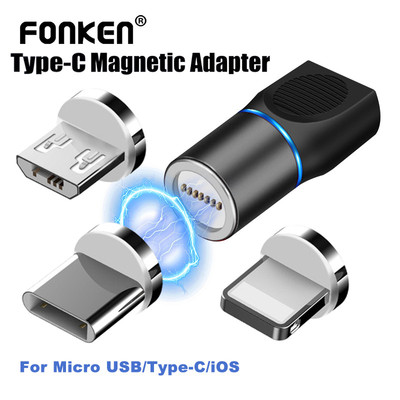 Fonken USB C Bộ sạc từ tính 7pin sang Micro USB Type-C iOS Mobile 3A Connector cho iPh Samsung Xiaomi