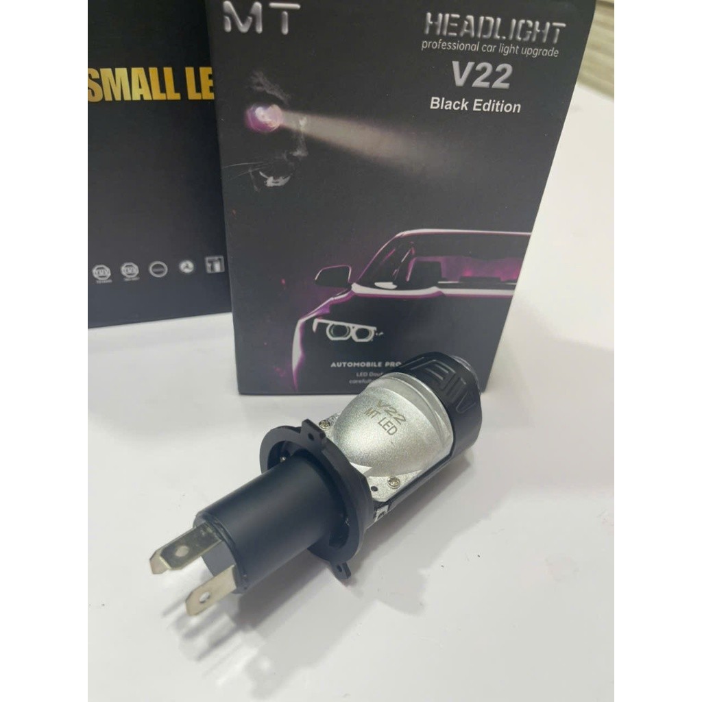 Đèn Pha Bi Cầu V22 Chân H4 TẶNG KÈM BÓNG HẬU, Điện Áp 12-24v DC 55-65w Chất Liệu Hợp Kim Nhôm