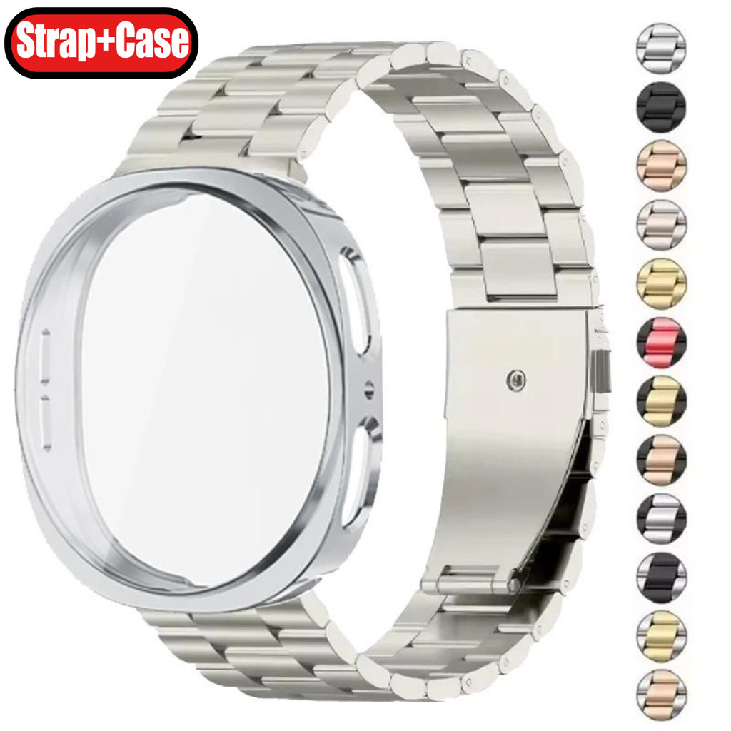Ốp lưng + Dây đeo bằng thép không gỉ cho Samsung Galaxy Watch 8 44mm 40mm Vòng tay + Vỏ nhựa TPU mềm
