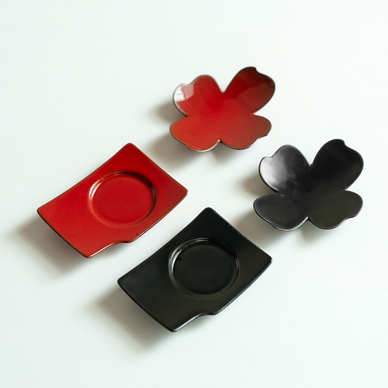 [Haofan] Ochre Dream Red Retro Trà Coaster Ánh Sáng Sang Trọng Sáng Tạo Trung Quốc Ochre Đĩa Đỏ Cách