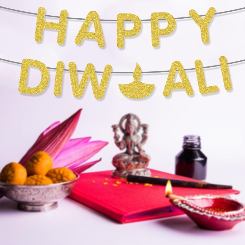 Diwali Deepavali Festvial Vật Dụng Trang Trí Happy Deepavali Long Lanh Kéo Cờ Diwali Đảng Trang Trí 