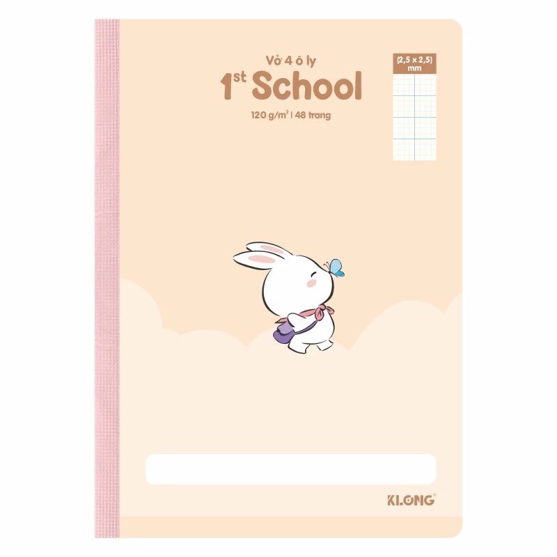 Vở 4 ô ly Klong may dán gáy 1st School B5¯ 48 trang 120/76  MS: 074
