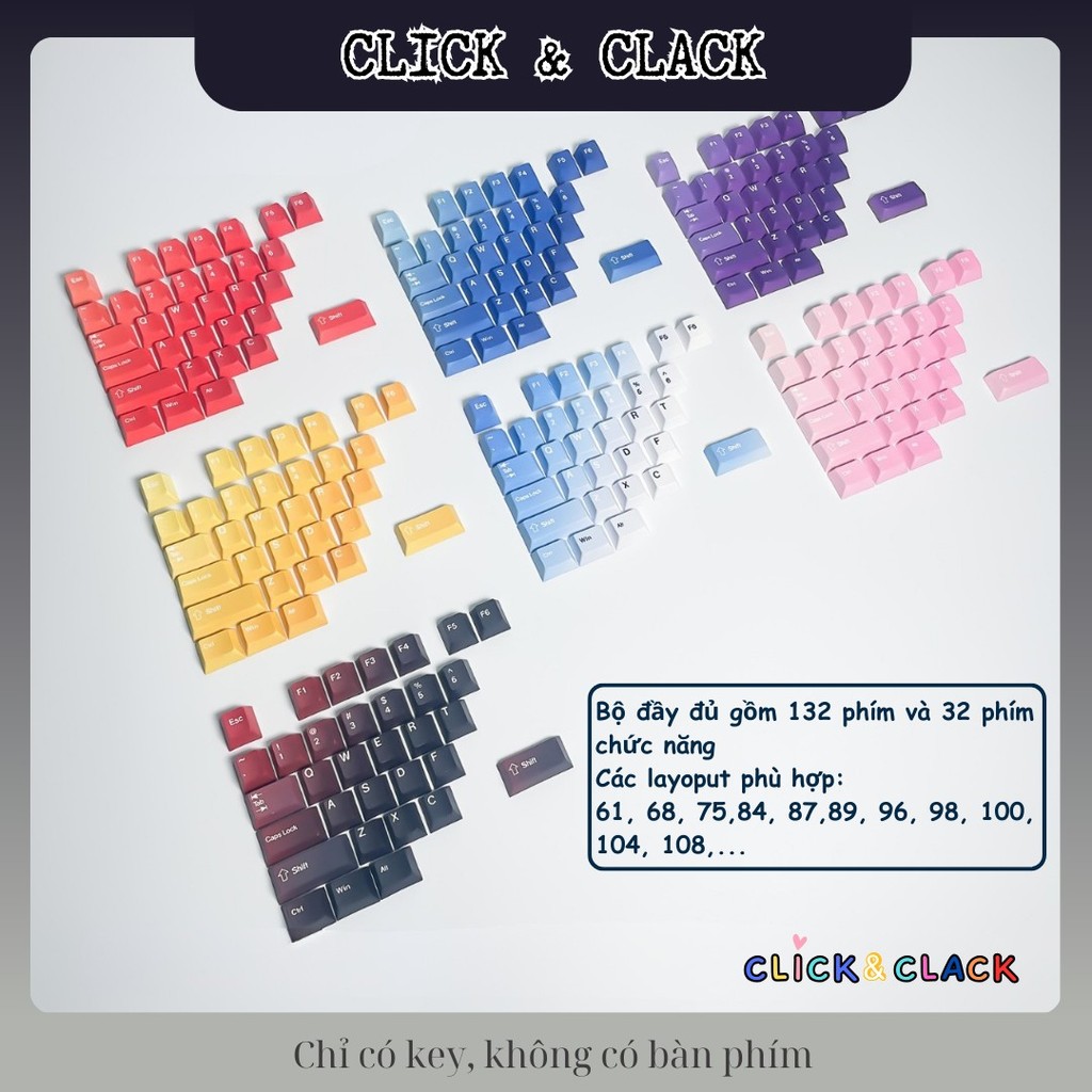 Keycap xuyên led gradient ninja (Side Print) mạch xuôi - PBT doubleshot Dùng Cho Bàn Phím Cơ Led RGB | BigBuy360 - bigbuy360.vn