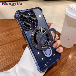 Ốp Chống Sốc Sang Trọng Cho Xiaomi 14 Pro 13T 13 Pro Poco F6 X6 Pro F3 Redmi K70 K60 K50 Pro Ultr Giá Đỡ Từ Tính Không Dây Ốp Lưng Mạ Trong Suốt Túi Khí Từ Tính