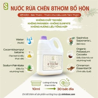 Nước rửa chén 8 Thơm Bồ Hòn 3,8 lít (Can)